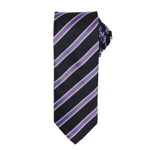 Premier Mens Waffle Stripe Formal Business Tie / Black/Rich Violet